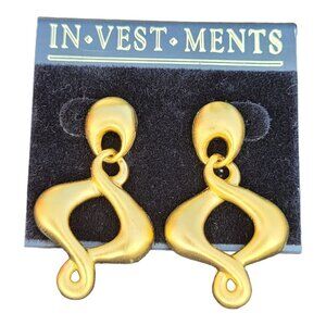 In Vest Ments Gold Toned Figure Eight Post Dangle Earrings